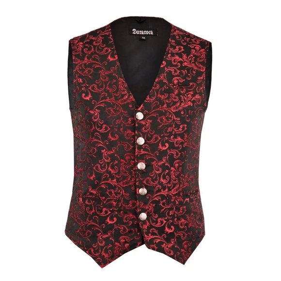 DARKROCK Other - Premium Men’s Designer Stylish Casual Brocade Red Vest /USA Sizes